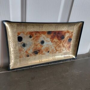 Georges Briard Vintage Mid Century Modern Gold Geometric Plastic Serving Tray